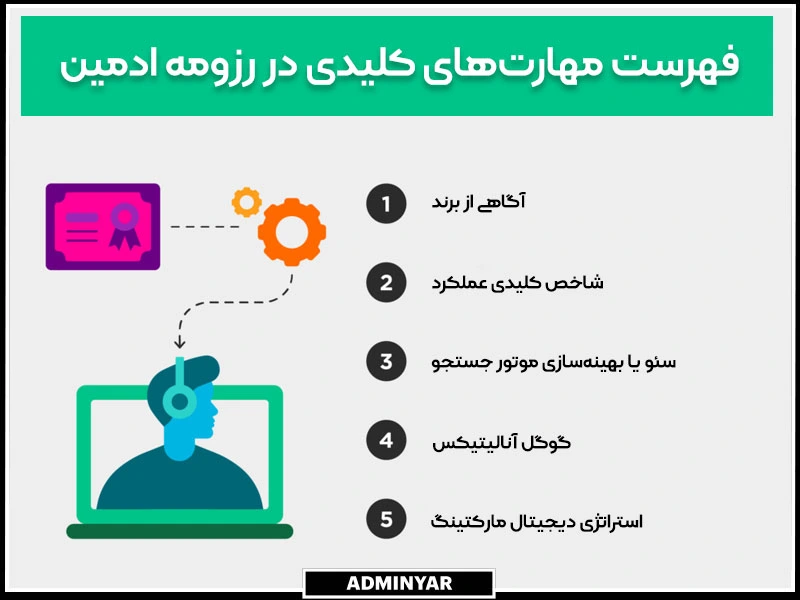 فهرست مهارت‌های کلیدی و پرکاربرد خود در نمونه رزومه ادمینی