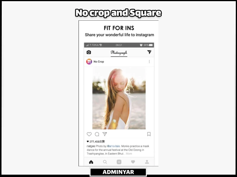 No crop and Square از برنامه های کاربردی اینستاگرام